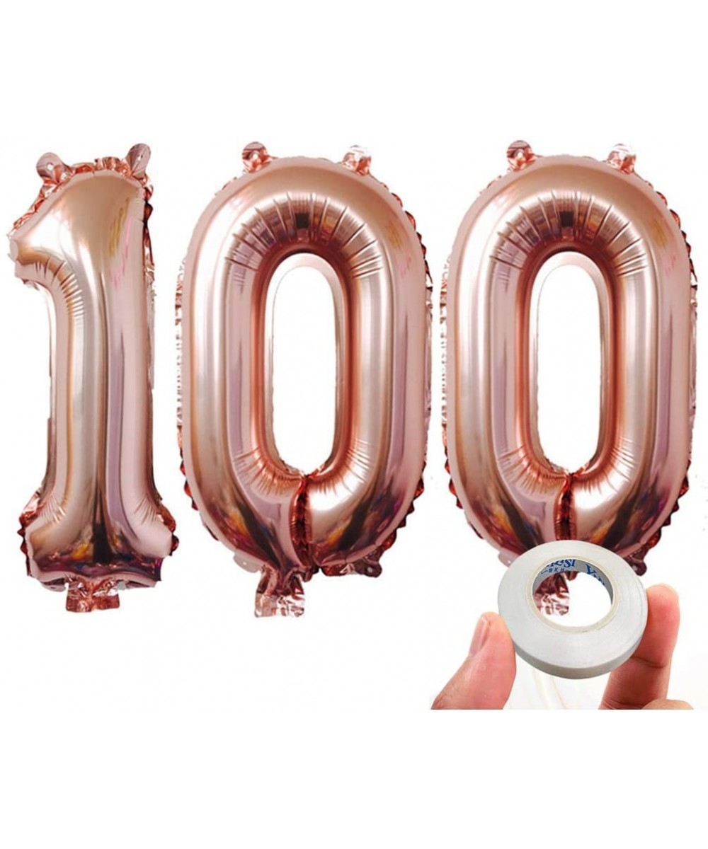 40 in Number 100 Balloon Rose Gold Gaint Jumbo Foil Mylar Number balloons for 100 Birthday Party Decorations (100- Rose Gold)...