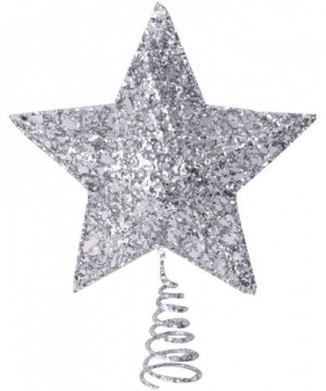 8 Inch Silver Star Tree Topper Metal Christmas Tree Topper Star for Christmas Decorations - C718AU008N4 $11.14 Tree Toppers