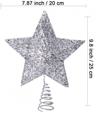 8 Inch Silver Star Tree Topper Metal Christmas Tree Topper Star for Christmas Decorations - C718AU008N4 $11.14 Tree Toppers