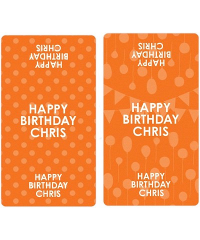Personalized Happy Birthday Party Mini Candy Bar Wrappers with Name - 45 Stickers (Orange) - Orange - CZ198TWNNEE $9.51 Favors