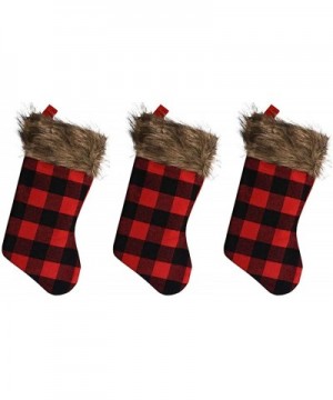 Farmhouse Decor Buffalo Plaid Christmas Stockings Set of 3 - 3 Stockings - CI18ANLA7QX $12.50 Stockings & Holders