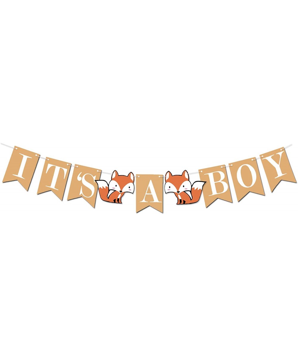 Woodland Creature Fox Banner ITS A BOY for Baby Shower - CS18LRXZR3E $6.11 Banners