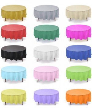 12 Pack 84" Round Plastic Table Cover- Plastic Table Cloth Reusable (PEVA) (Lime Green) - Lime Green - CX184LXRECK $13.73 Tab...