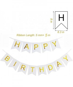 White HAPPY BIRTHDAY Banner with 5 pcs Gold Confetti Balloons - White&gold - CP18I3WIK0A $6.78 Banners & Garlands