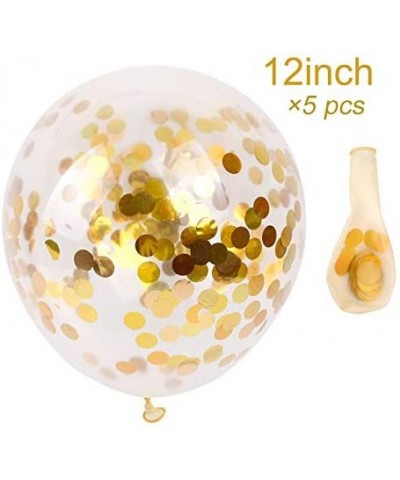 White HAPPY BIRTHDAY Banner with 5 pcs Gold Confetti Balloons - White&gold - CP18I3WIK0A $6.78 Banners & Garlands