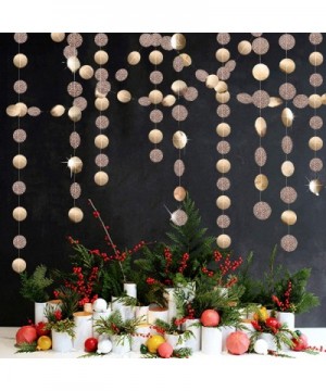 8 Pack Circle Dots Garland Glitter Champagne Gold Party Decorations Paper Garland Party Streamers Bunting Backdrop Hanging De...