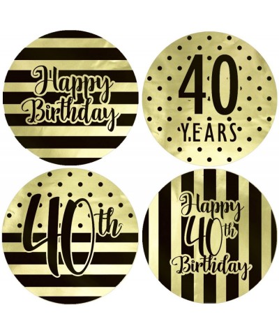 Black and Gold 40th Birthday Favor Stickers- 1.75 in - Shiny Foil - 40 Labels - CK18K3RTZCG $7.22 Favors