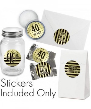 Black and Gold 40th Birthday Favor Stickers- 1.75 in - Shiny Foil - 40 Labels - CK18K3RTZCG $7.22 Favors