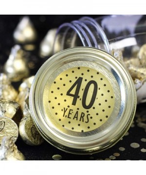 Black and Gold 40th Birthday Favor Stickers- 1.75 in - Shiny Foil - 40 Labels - CK18K3RTZCG $7.22 Favors