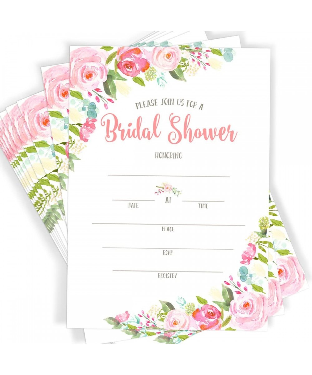 Floral Bridal Shower Invitations- Set of 40 Invitations and Envelopes- Watercolor Bridal Shower Party - CP17Z7O7Q7D $13.70 In...