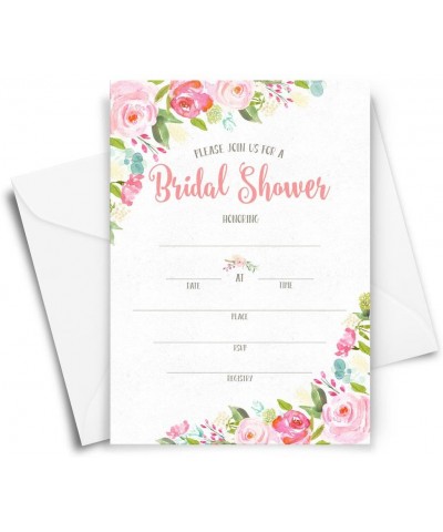 Floral Bridal Shower Invitations- Set of 40 Invitations and Envelopes- Watercolor Bridal Shower Party - CP17Z7O7Q7D $13.70 In...