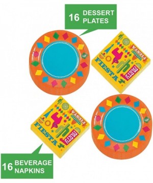 Fiesta Party Supplies - Bright Fiesta Paper Dessert Plates and Beverage Napkins (Serves 16) - Bright Fiesta Paper Dessert Pla...