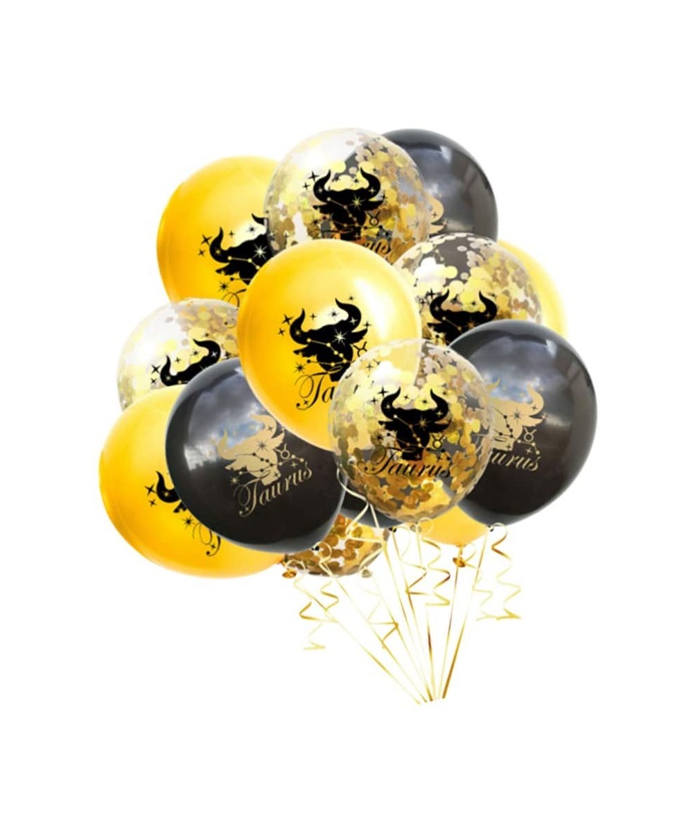 15pcs 12 Constellation Balloons Taurus Balloons Gold Confetti Balloons for Constellation Zodiac Themed Party Birthday Party D...