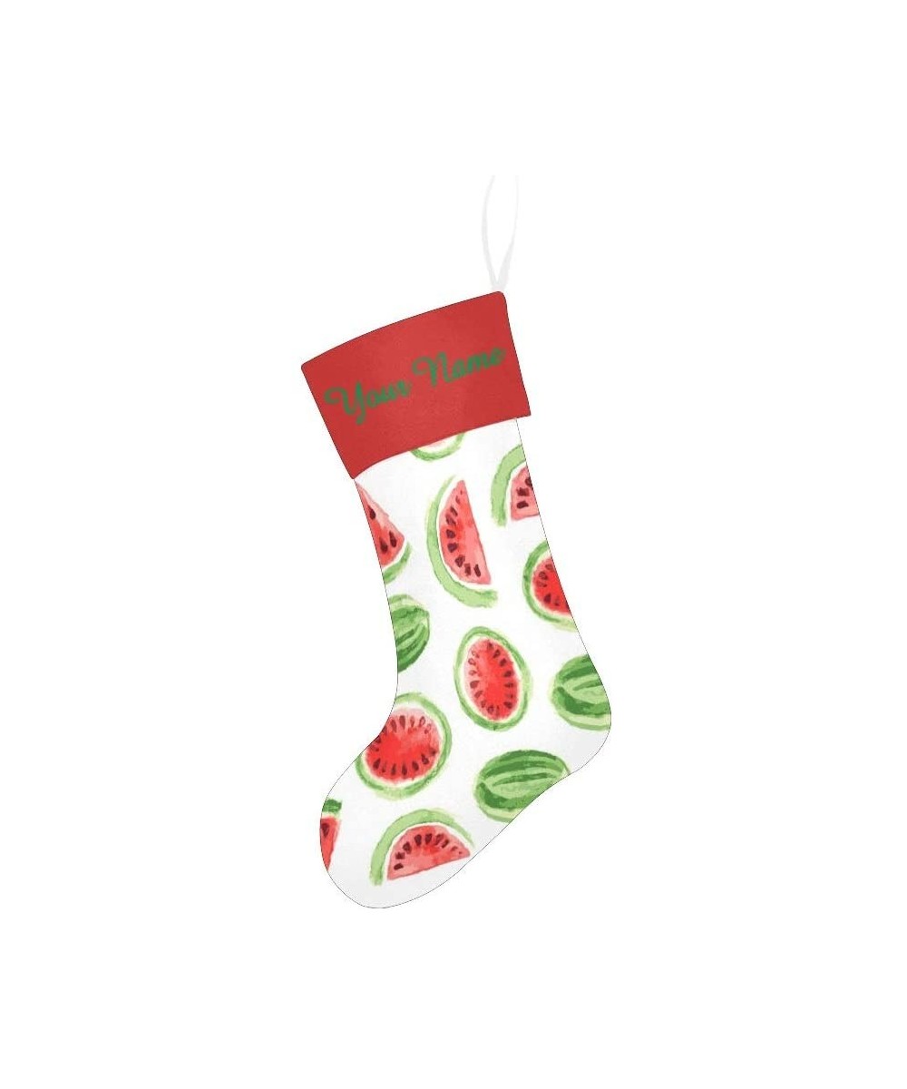 Christmas Stocking Custom Personalized Name Text Watercolor Red Watermelon for Family Xmas Party Decor Gift 17.52 x 7.87 Inch...