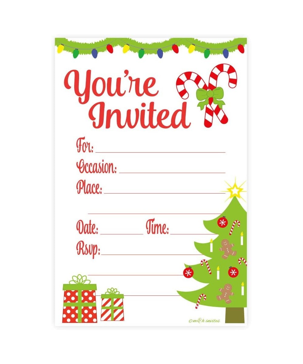 Festive Christmas Party Invitations - Fill In Style (20 Count) With Envelopes - CR128Z7BVG3 $5.45 Invitations