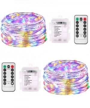 2 Pack Multicolor Fairy Lights Battery Operated - 66ft 200 LED Remote Control Fairy String Lights- 8 Mode Fairy Lights for In...