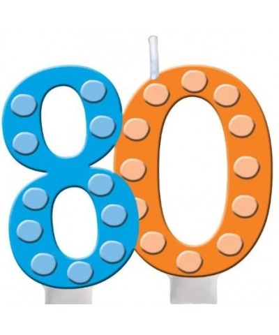 Bright and Bold 80th Birthday Molded Numeral Cake Candle - Multicolor - C411DBMKGRD $5.15 Birthday Candles