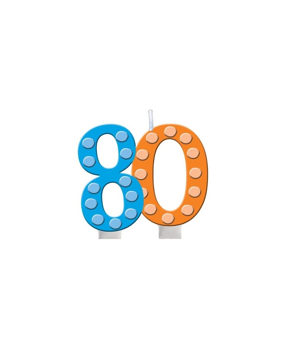 Bright and Bold 80th Birthday Molded Numeral Cake Candle - Multicolor - C411DBMKGRD $5.15 Birthday Candles