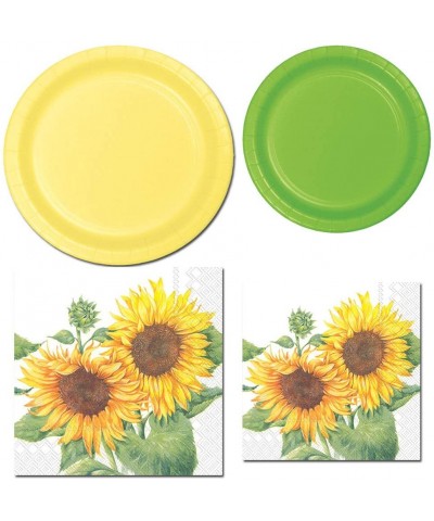 Sunflower Plate & Napkin Bundle for 20 Guests with Bonus Party Planning Checklist- 5 Items - C218QCSQGLU $16.52 Party Packs