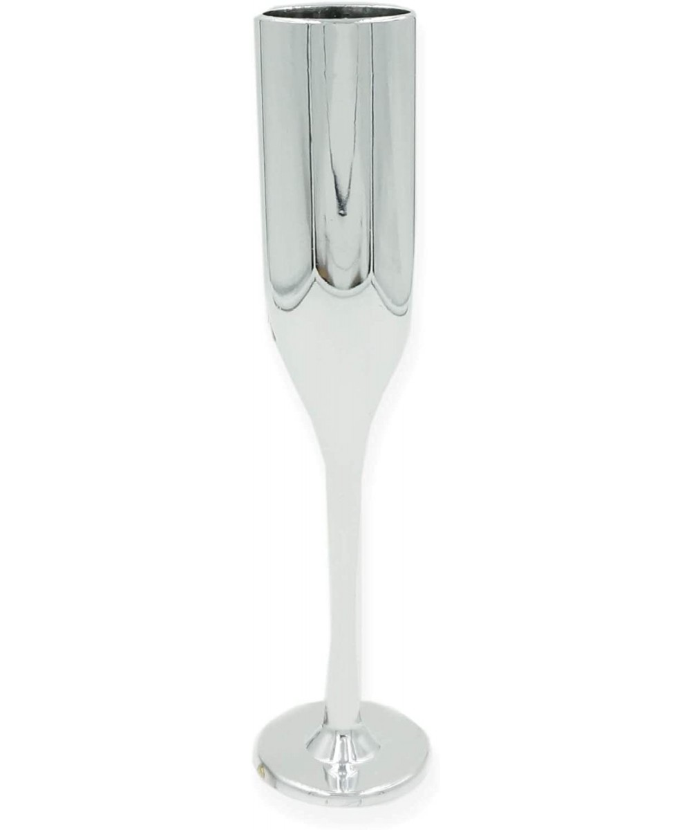 12 Small Silver Champagne Flutes Glass 6" Plastic Cups - C618ID6X0Z3 $8.81 Tableware