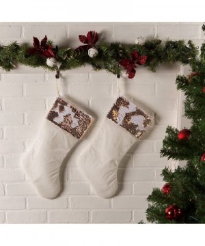 Christmas Stockings- Velvet with Champagne Sequin Border 2 Count - Velvet With Champagne Sequin Border - CV18E4R3YW9 $11.01 O...