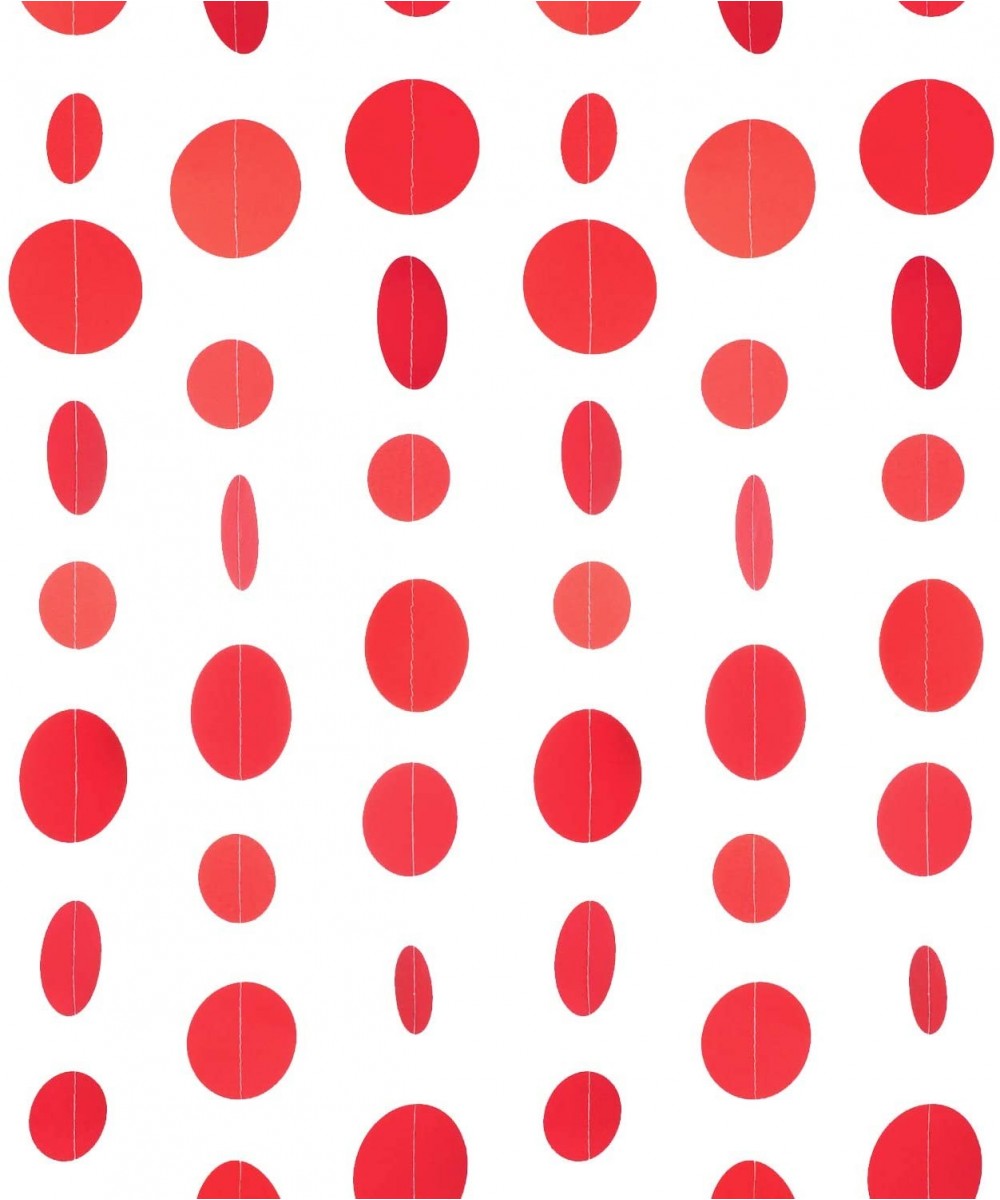 Red Paper Garland Circle Dot Party Banner Wall Streamers Backdrop Ceiling Hanging Decorations- 20 Feet in Total - Red - C7196...