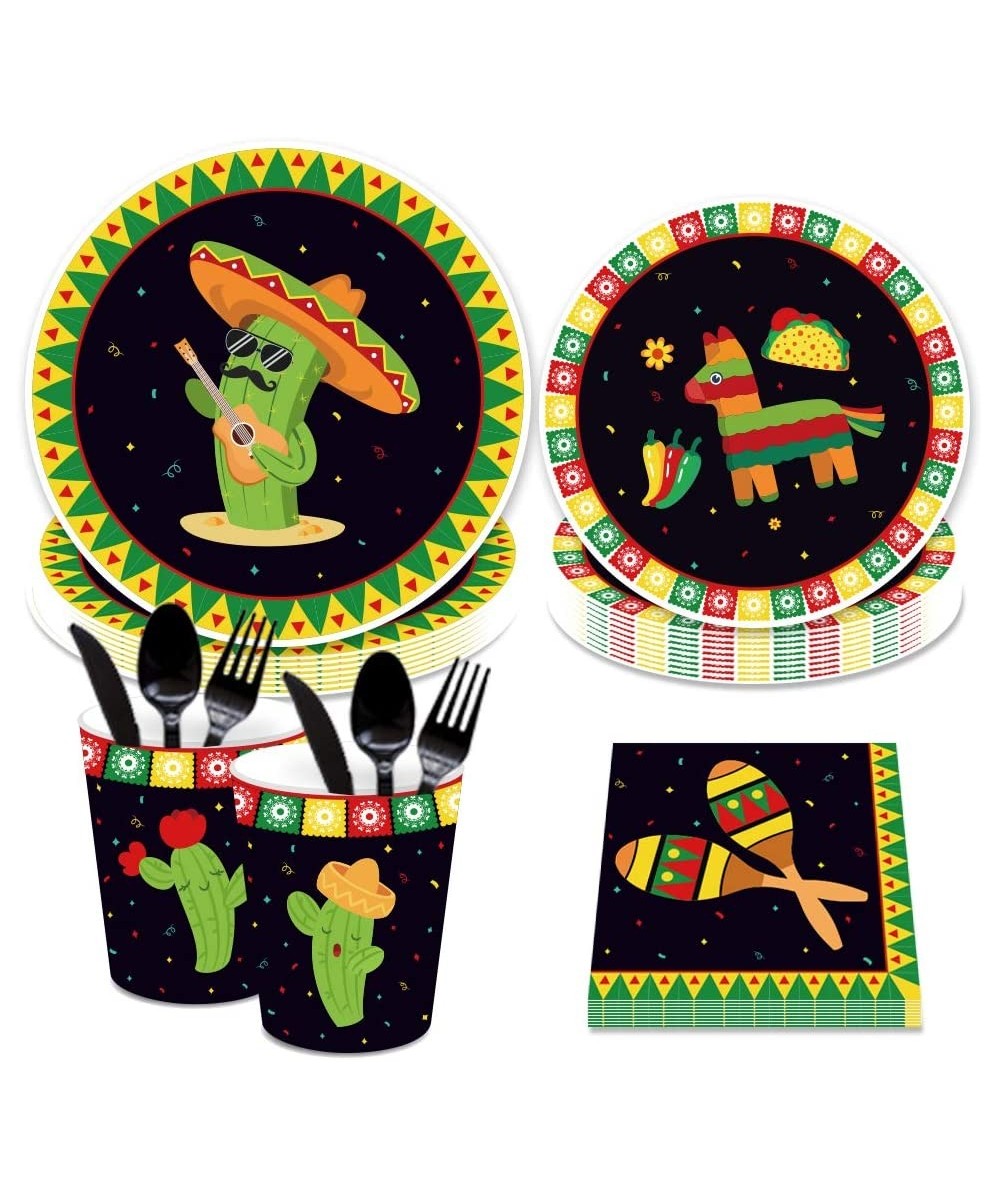 Mexican Fiesta Supplies Pack - Serves 16 - Includes Plates- Cups and Napkins. Mexican Fiesta Supply Tableware Set Kit for Bab...