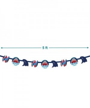 Shark Party Supplies - Shark & Waves Banner Garland- Plastic Table Cover- and Shark Fin Table Centerpiece Set - Shark & Waves...