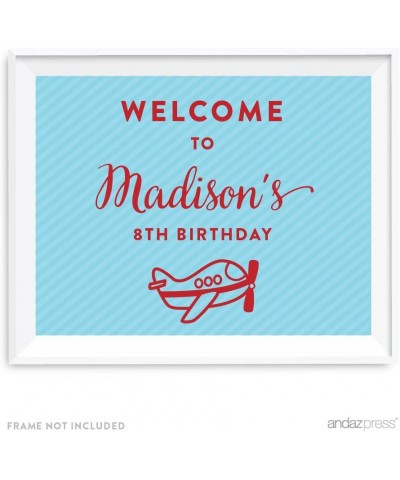 Personalized Birthday Party Sign- 8.5x11-inch Unframed- Welcome to Michael's 8th Birthday- Airplane- 1-Pack- Custom- for Dess...