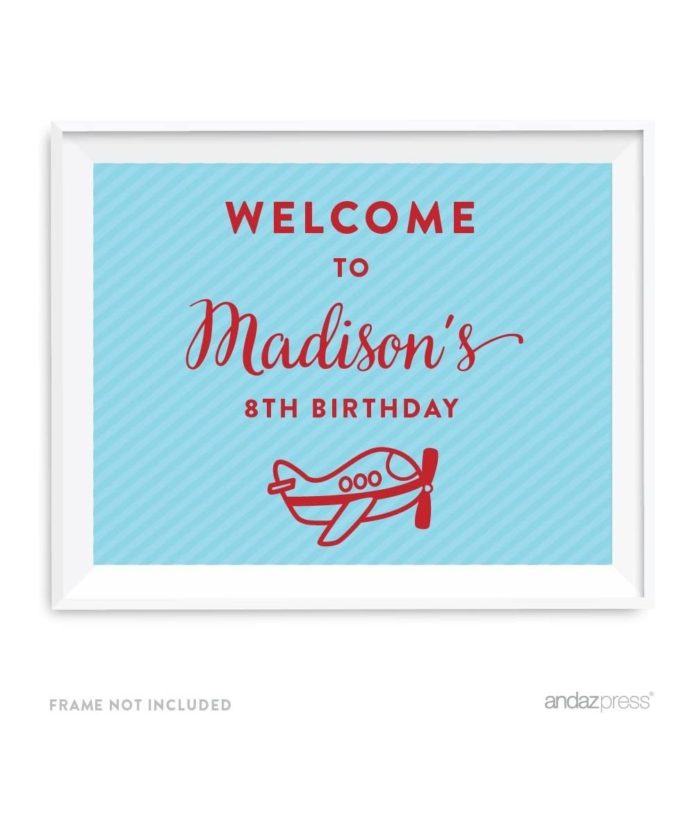 Personalized Birthday Party Sign- 8.5x11-inch Unframed- Welcome to Michael's 8th Birthday- Airplane- 1-Pack- Custom- for Dess...