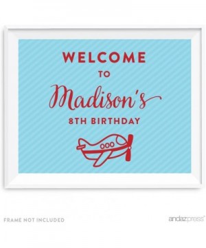 Personalized Birthday Party Sign- 8.5x11-inch Unframed- Welcome to Michael's 8th Birthday- Airplane- 1-Pack- Custom- for Dess...