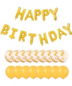 Happy Birthday Balloons Banner(Gold) 10pcs Latex Balloons 10pcs Confetti Balloons Kids and Adults Birthday Party Decor and Ev...