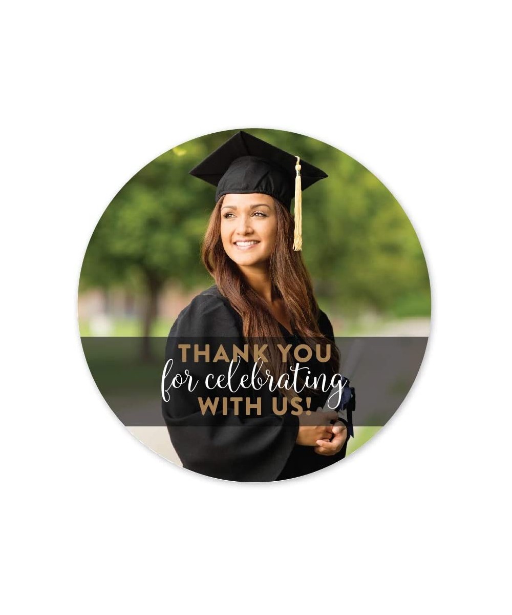 Personalized Graduation Photo Party Collection- Round Circle Label Stickers- Thank You for Celebrating with US- 40-Pack- Cust...