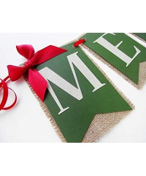 Merry Christmas Banner Holiday Burlap Banner Mantle Decor Handmade - CB18H0EX5K5 $10.14 Banners & Garlands