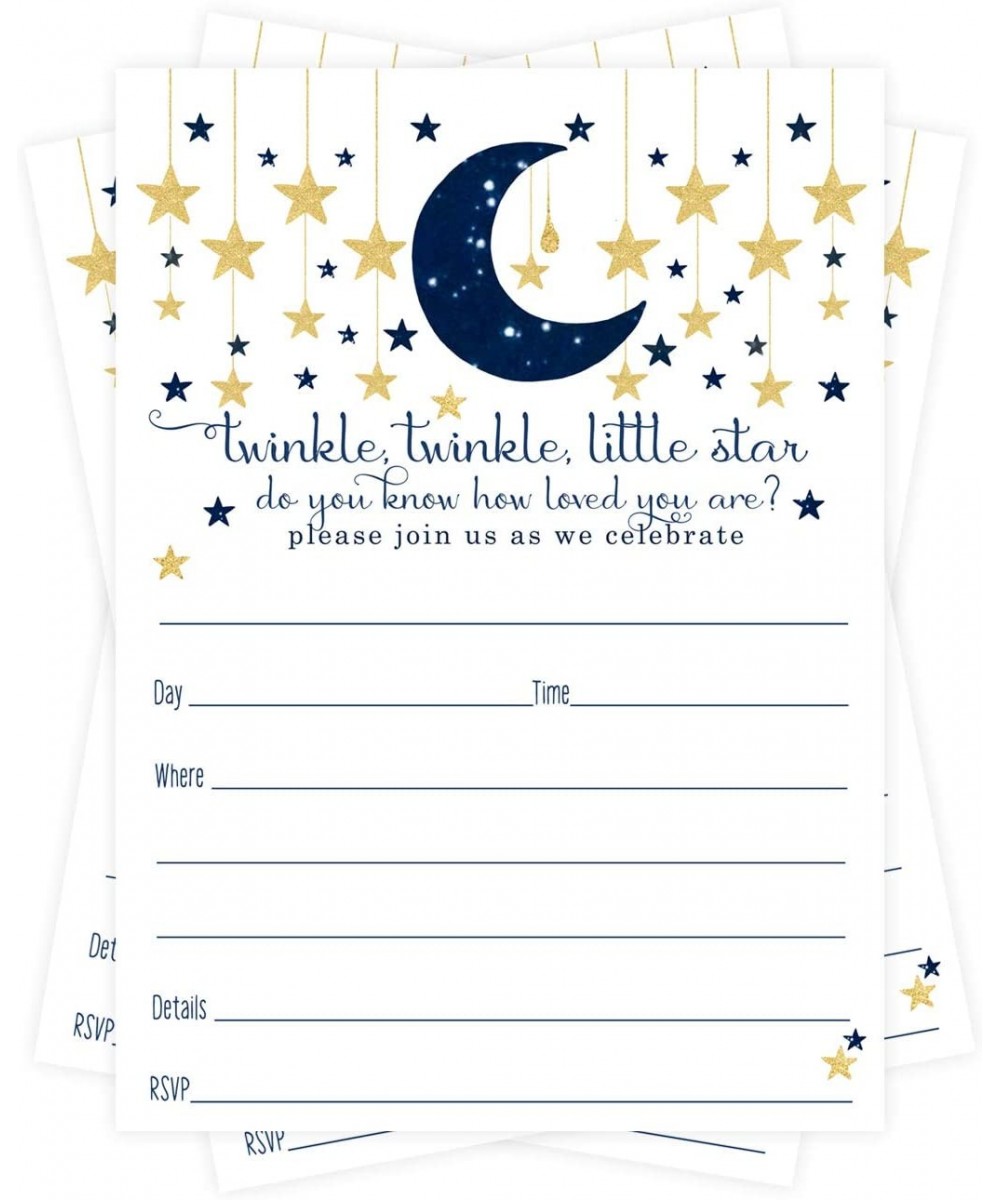 Twinkle Twinkle Little Star Invitations (15 Guests) Baby Shower - Boys Party Supplies - Sprinkle - Gender Reveal - Navy Blue ...
