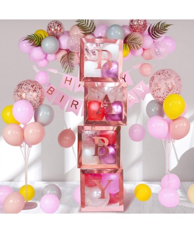Baby Shower Boxes Party Decorations- 4 PCS Baby Shower Blocks Transparent with Letter for Girls Boys Birthday Neutral Gender ...