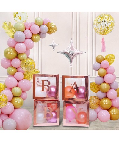 Baby Shower Boxes Party Decorations- 4 PCS Baby Shower Blocks Transparent with Letter for Girls Boys Birthday Neutral Gender ...