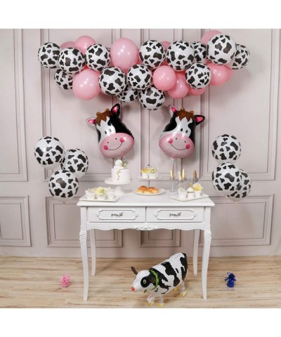 Cow Party Balloons- 58 Pcs Farm Party Balloons Set of Cow Foil Balloons- Cow Print Balloons- Baby Pink Balloons- Walking Cow ...