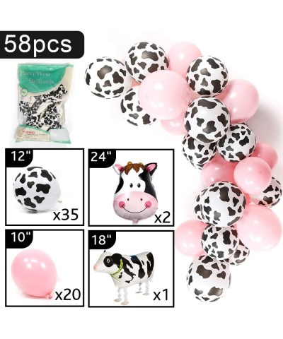 Cow Party Balloons- 58 Pcs Farm Party Balloons Set of Cow Foil Balloons- Cow Print Balloons- Baby Pink Balloons- Walking Cow ...