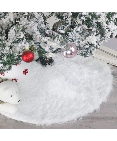 30 Inch Faux Fur Christmas Tree Skirt-Snowy White Thick Plush Luxury Xmas Tree Skirt for Holiday Party Christmas Decorations ...