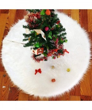 30 Inch Faux Fur Christmas Tree Skirt-Snowy White Thick Plush Luxury Xmas Tree Skirt for Holiday Party Christmas Decorations ...
