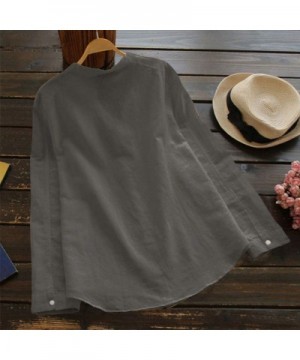 Cotton Linen Shirts for Women- F_Gotal Women's Stand Collar Long Sleeve Casual Loose Henley Tunic Tops T Shirt Blouse - Gray ...