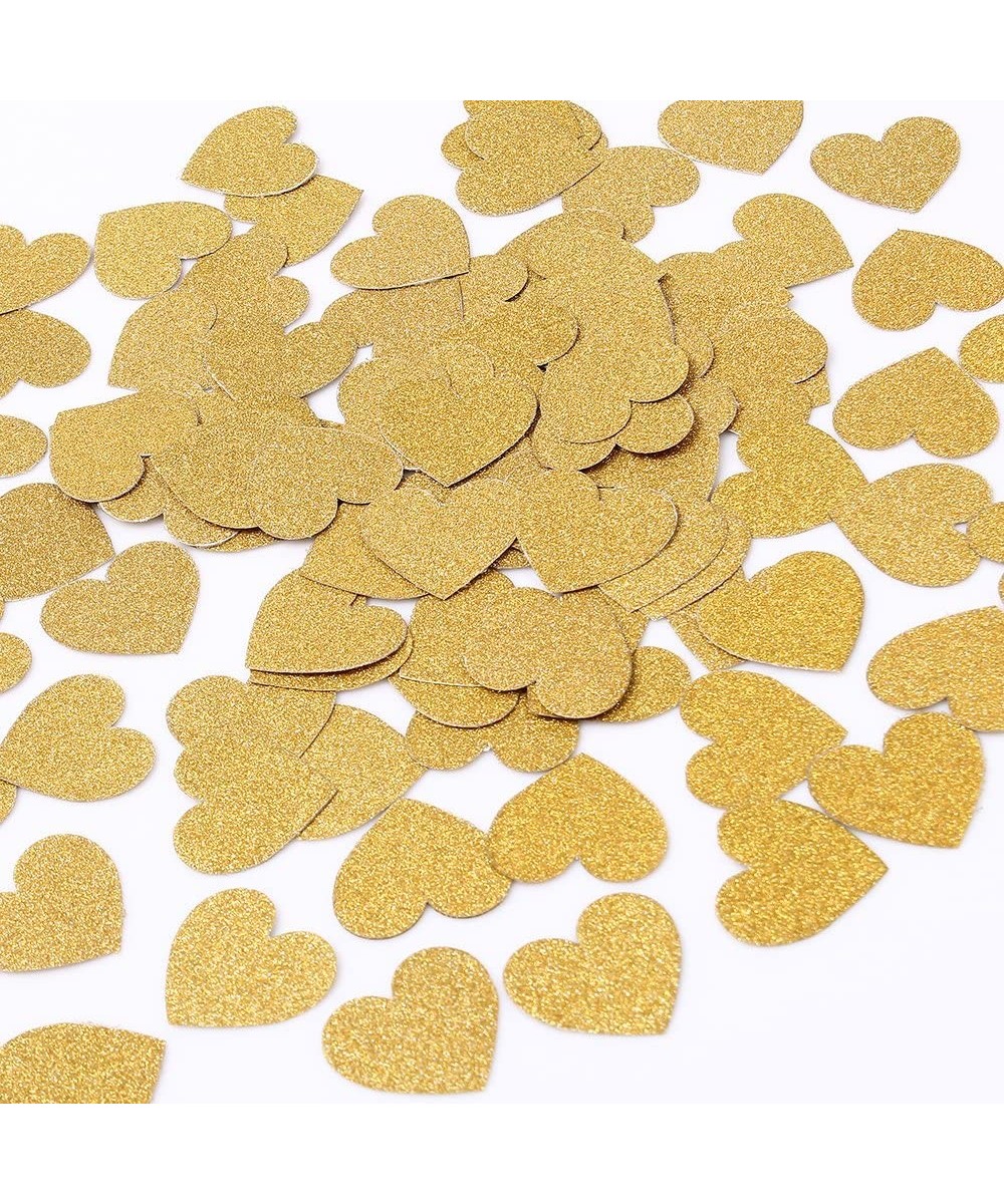 Glitter Heart Paper Confetti Wedding Party Decor and Table Decor 1.2" in Diameter (Gold glitte-200pc) - Gold Glitter - CS183K...