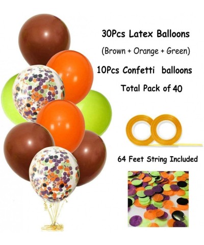 Woodland Party Decorations Balloons 40 Pack- 12 Inch Brown Orange Fruit Green Latex Balloons with Confetti Balloon for Baby S...