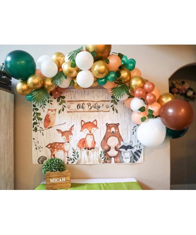 Woodland Party Decorations Balloons 40 Pack- 12 Inch Brown Orange Fruit Green Latex Balloons with Confetti Balloon for Baby S...
