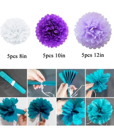 Art Craft Pom Poms Tissue Paper Flower 15pcs 8 inch 10 inch 12 inch Decorative Hanging Flower Balls DIY Paper Craft for Weddi...