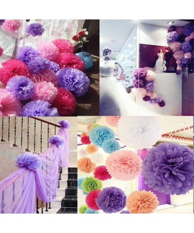 Art Craft Pom Poms Tissue Paper Flower 15pcs 8 inch 10 inch 12 inch Decorative Hanging Flower Balls DIY Paper Craft for Weddi...