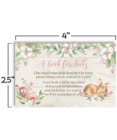 Little Deer Forest Themed "Bring A Book" Cards for Girl Baby Showers- 20 2.5 by 4 Inch Double Sided Insert Cards by AmandaCre...