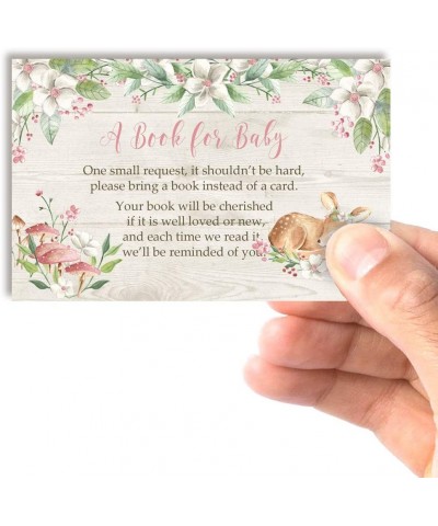 Little Deer Forest Themed "Bring A Book" Cards for Girl Baby Showers- 20 2.5 by 4 Inch Double Sided Insert Cards by AmandaCre...