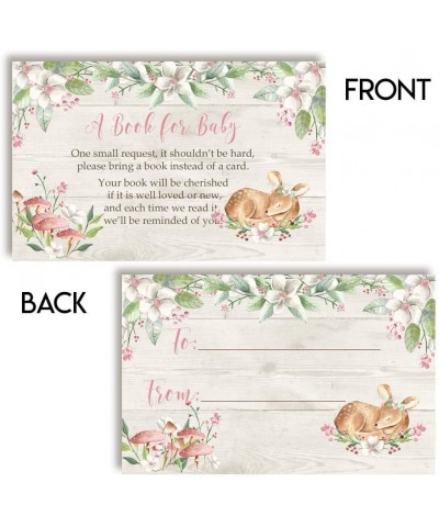 Little Deer Forest Themed "Bring A Book" Cards for Girl Baby Showers- 20 2.5 by 4 Inch Double Sided Insert Cards by AmandaCre...